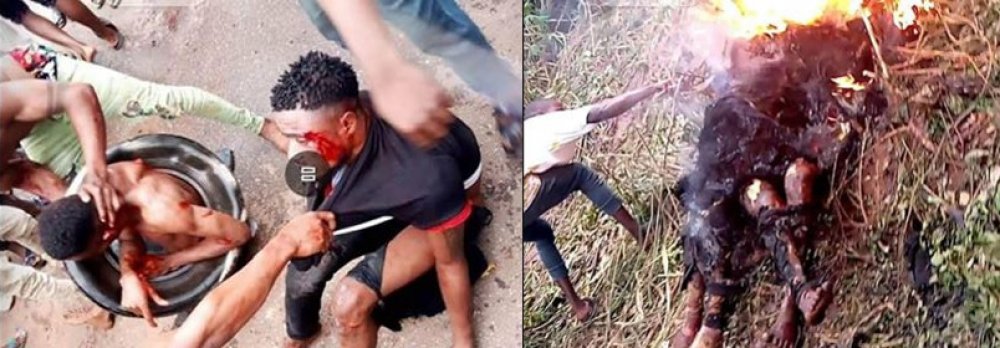 Jungle Justice: Mob Burns Two Persons To Death In Imo, See W
