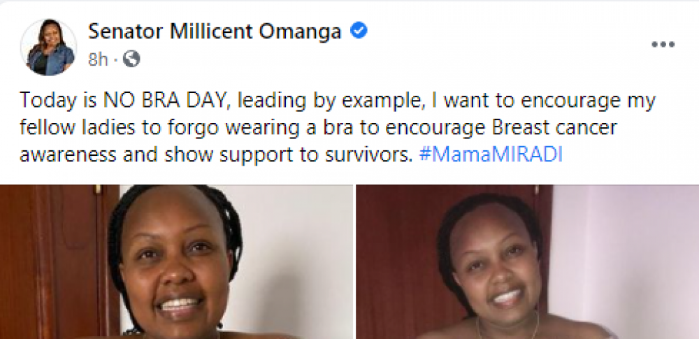 PHOTOS - Millicent Omanga Goes Braless To Mark No Bra Day
